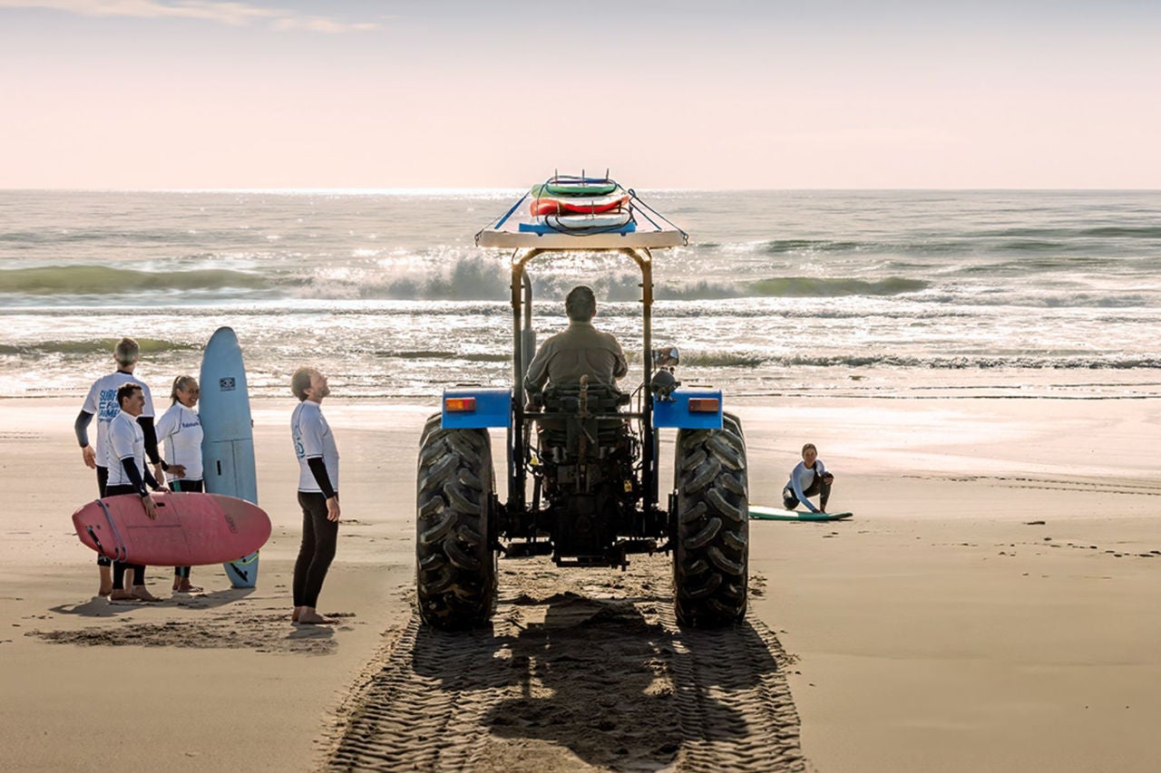 Back of tractor photo on beach